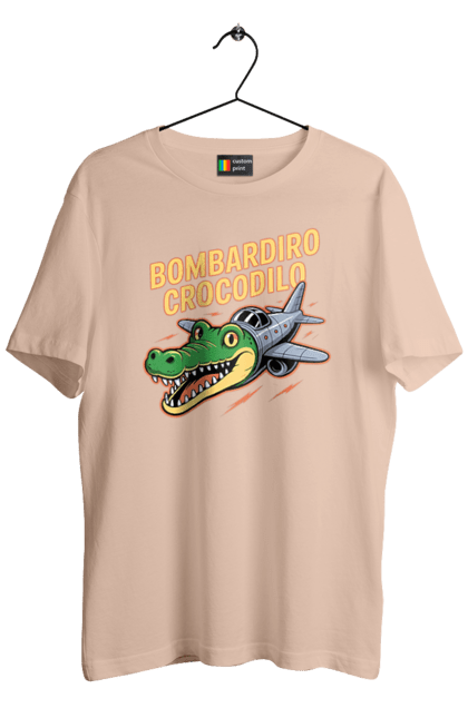 Футболка чоловіча з принтом "Bombardino Crocodilo". Bombardino, bombardino crocodilo, crocodilo, бомбардиро крокодило, бомбардіно крокоділо, крокодил, крокодил літак, крокодил мем, мем бомбардине крокодило, меми. 2070702