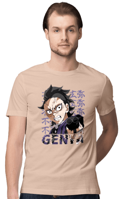 Men's t-shirt with prints Demon Slayer Genya Shinazugawa. Anime, demon slayer, genya, genya shinazugawa, kimetsu no yaiba, manga, аниме, истребитель демонов, манга. 2070702