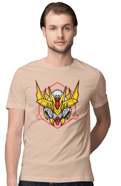 Men's t-shirt with prints Gundam Barbatos Lupus Rex. Anime, asw g 08, barbatos lupus rex, game, gundam, manga, robot, video game, war. 2070702