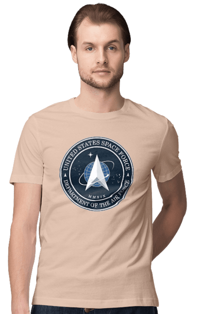 Men's t-shirt with prints United States Space Force. Emblem, political, politics, space, space force, space travel, united states, ussf. 2070702