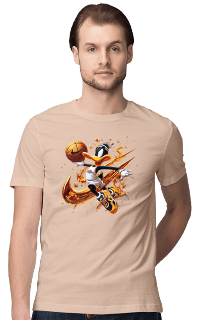 Men's t-shirt with prints Daffy Duck Nike. Cartoon, character, daffy duck, duck, looney tunes, merrie melodies, nike, warner brothers. 2070702