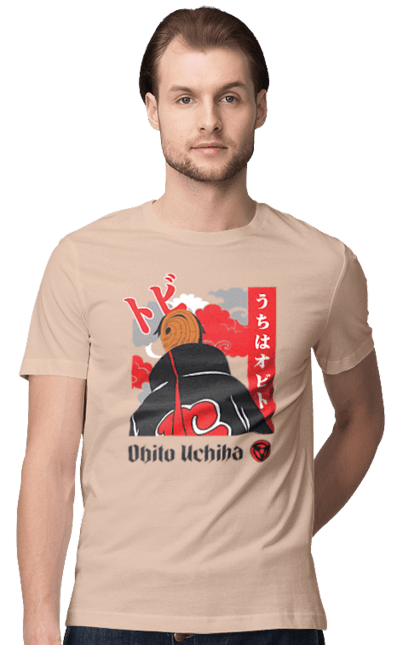 Футболка чоловіча з принтом "Наруто Учіха Обіто". Naruto, obito, obito uchiha, аніме, манга, наруто, обіто, серіал, учіха, учіха обіто. 2070702