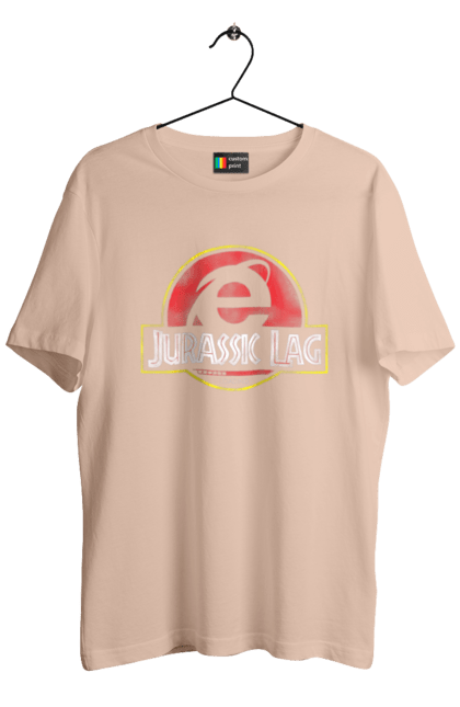 Men's t-shirt with prints Jurassic lag. Antiquity, browser, ie, internet explorer, jurassic park, lag, microsoft, not, windows. 2070702