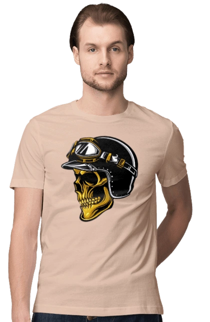 Skull in a motorcycle helmet