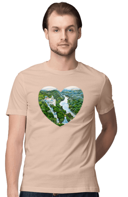 Men`s t-shirt with prints Святогорская лавра. Church, donetsk region, forest, landscape, monastery, river, svyatogorsk, ukraine. 2070702