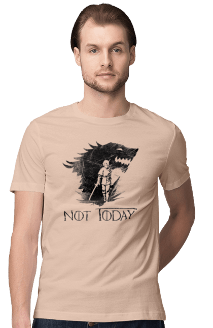 Men's t-shirt with prints Game of Thrones Arya. Arya, game, got, not today, stark, starks, thrones, tv show, wolf, wolves. 2070702