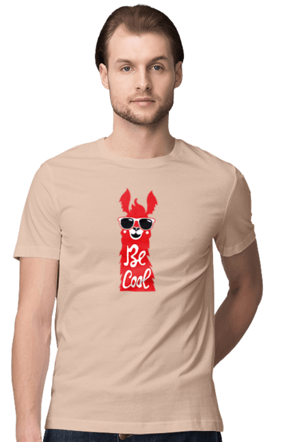 Men`s t-shirt with prints Cool llama. Animals, cool, glasses, lama. 2070702