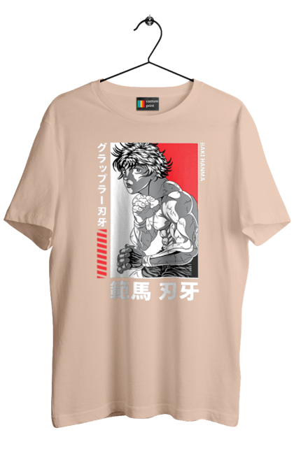 Men's t-shirt with prints Hanma Baki. Anime, baki fighter, hanma baki, manga, martial arts, tv series. 2070702