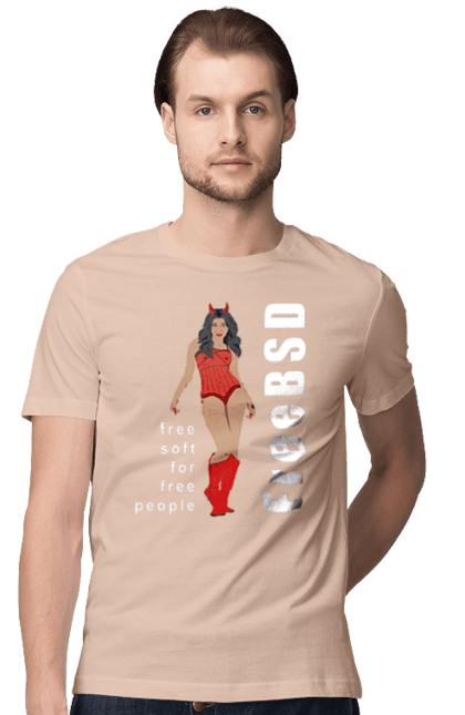 Футболка чоловіча з принтом "Freebsd Для Вільних". Bsd, freebsd, unix, адміністратор, айті, айтішник, безкоштовна, безкоштовно, бестія, білий, вільна, демон, демонесса, дівчина, для дорослих, доступність, еротика, еротична, жінка, незалежність, операційна система, ос, програміст, програмне забезпечення, свобода, сисадмін, система, системний адміністратор, софт, текст, червоний. 2070702