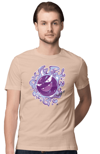 Men's t-shirt with prints Pokemon Gastly. Anime, games, gastly, nintendo, pokemon, pokemon go. 2070702