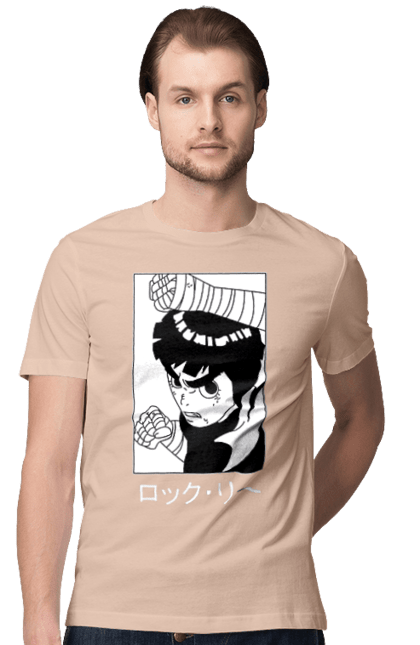 Men's t-shirt with prints Naruto Rock Lee. Anime, manga, naruto, rock lee, shinobi, team guy. 2070702