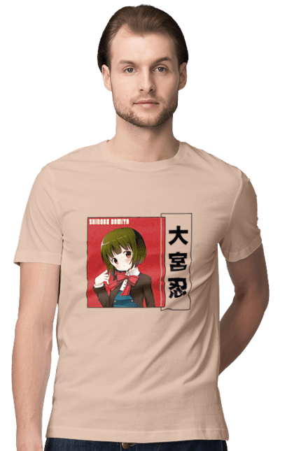 Men's t-shirt with prints Kiniro Mosaic Shinobu Omiya. Anime, gold mosaic, kiniro mosaic, kinmoza, manga, shinobu, shinobu omiya. 2070702