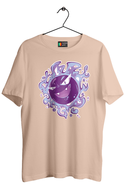 Men's t-shirt with prints Pokemon Gastly. Anime, games, gastly, nintendo, pokemon, pokemon go. 2070702