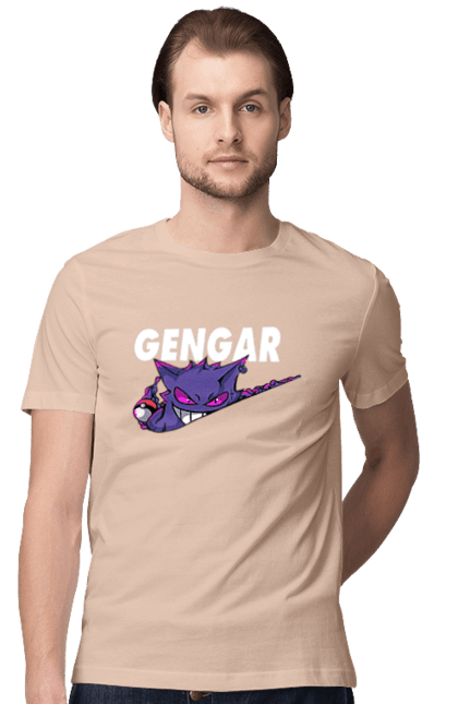 Men's t-shirt with prints Pokemon Gengar. Anime, fushigibana, games, gengar, nintendo, pokemon, pokemon go. 2070702