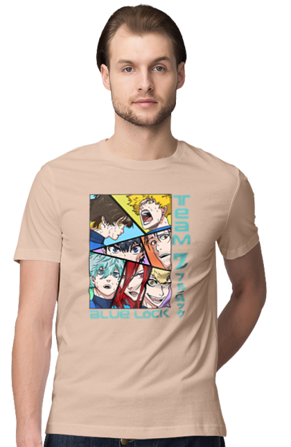 Men's t-shirt with prints Blue Lock. Anime, blue lock, blue prison, manga, sport, sports anime. 2070702