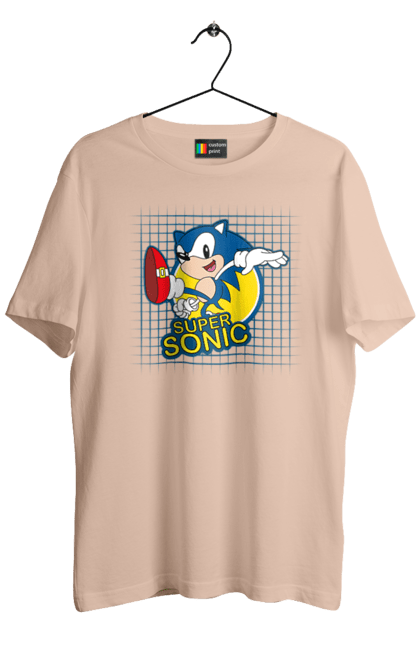 Men's t-shirt with prints Sonic. Comic, mascot, multisterial, sega, sonic, sonic the hedgehog, video game. 2070702