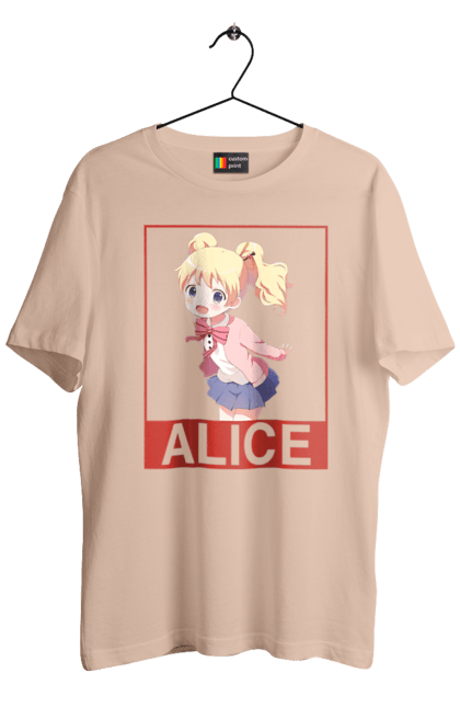 Men's t-shirt with prints Kiniro Mosaic Alice Cartelet. Alice, alice cartelet, anime, gold mosaic, kiniro mosaic, kinmoza, manga. 2070702