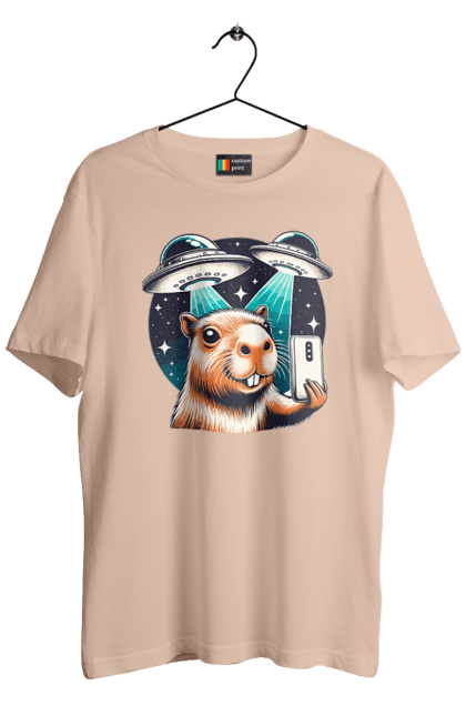 Men's t-shirt with prints Capybara. Aliens, animal, capybara, rodent, space, ufo. 2070702