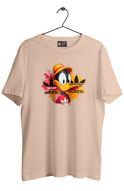 Футболка мужская с принтом Даффи Дак Adidas. Adidas, daffy duck, looney tunes, merrie melodies, warner brothers, даффи дак, мультфильм, персонаж, утка даффи. 2070702