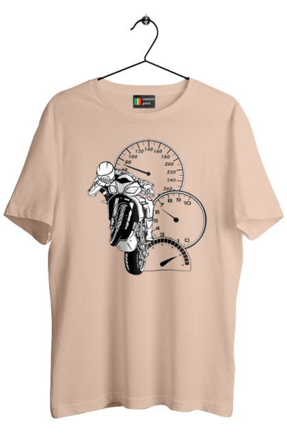 Футболка чоловіча з принтом "Мотоцикл Швидкість Чорний". Мото, мотоцикл, розгін, швидкість. 2070702