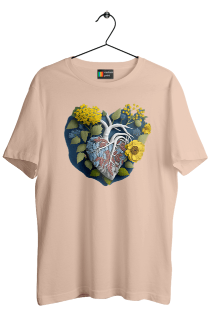 Футболка чоловіча з принтом "Серце квіти". Люблю україну, перемога україни, серце, символи україни, соняшник, традиції україни, україна. 2070702