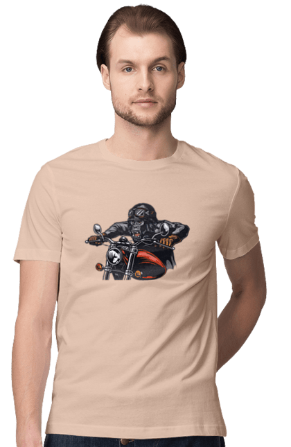 Men`s t-shirt with prints Gorilla On A Moped. Gorilla, moped, speed. 2070702