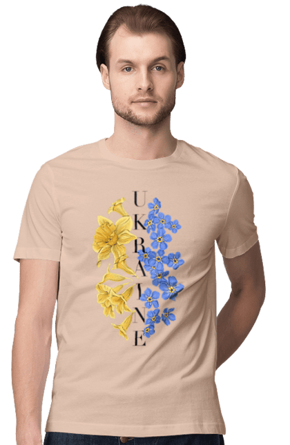 Футболка чоловіча з принтом "Ukraine flower 2". Війна, війна в україні, герб україни, люблю україну, патріот, патрон, свобода, україна, я українець. 2070702
