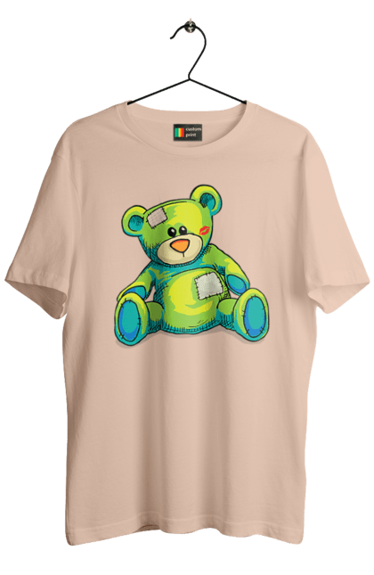 Футболка чоловіча з принтом "Плюшевий ведмедик". Cute, patches, teddy, teddy bear, vintage, ведмедик, іграшка, плюшевий ведмедик, подарунок. 2070702