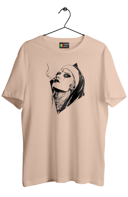 Men`s t-shirt with prints Nun. Cigarettes, cool, girl, tattoo. 2070702