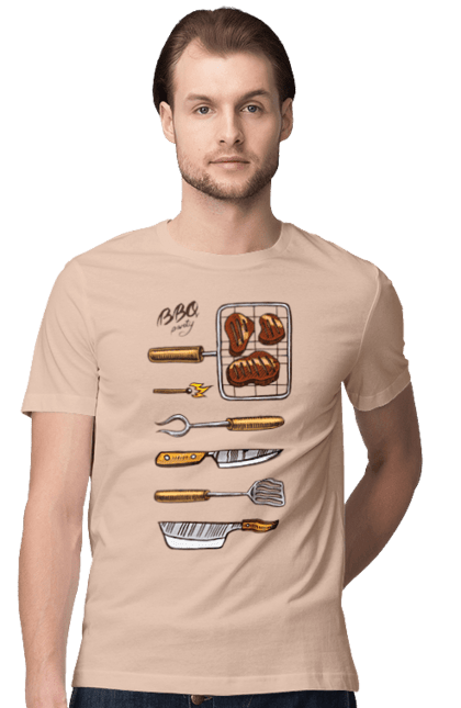 Футболка чоловіча з принтом "Барбекю Паті". Барбекю, м`ясо, смажити. 2070702