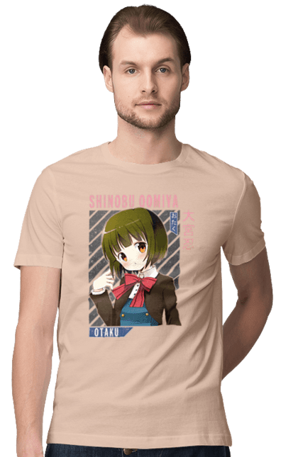 Men's t-shirt with prints Kiniro Mosaic Shinobu Omiya. Anime, gold mosaic, kiniro mosaic, kinmoza, manga, shinobu, shinobu omiya. 2070702