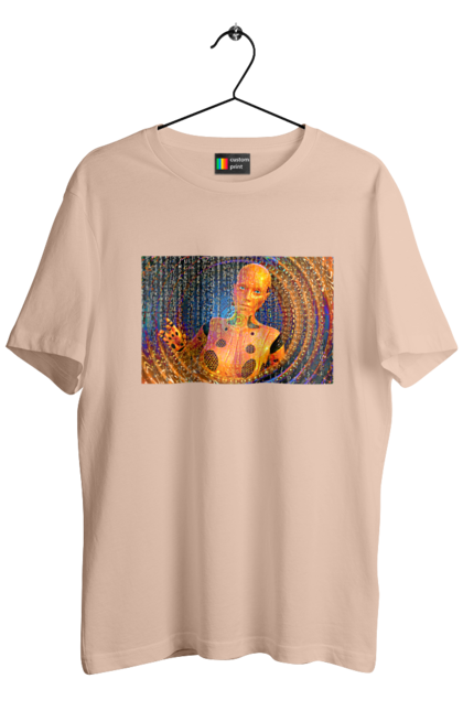 Футболка чоловіча з принтом "Штучний інтелект". Айті, айтішник, гик, жінка, знання, інженер, інтелект, кібер, кібернетика, кіборг, код, комп, комп`ютерник, кристал, машинне навчання, мікросхема, мозок, портрет, програміст, професіонал, професія, розробник, розум, хакер, чіп, штучний інтелект, штучний розум. 2070702