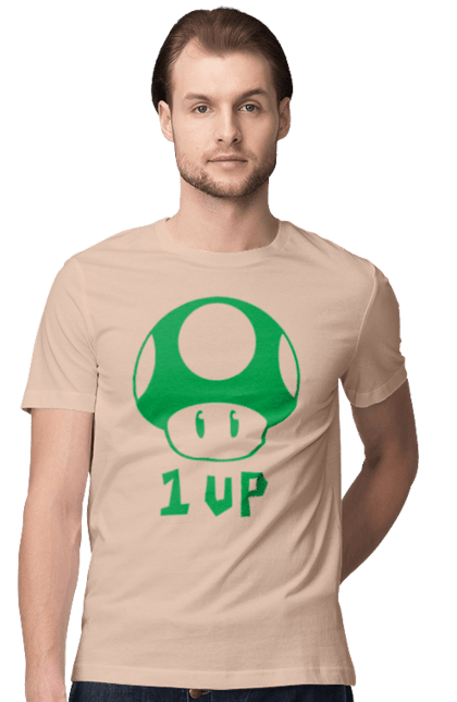 Men's t-shirt with prints 1UP Mario. Character, game, mario, mario bros, nintendo. 2070702