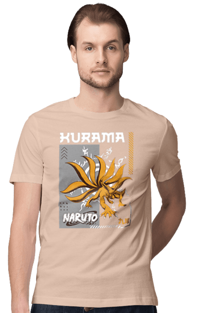 Футболка мужская с принтом Наруто Курама. Kurama, naruto, аниме, курама, манга, наруто, ниндзя, персонаж, сериал. 2070702