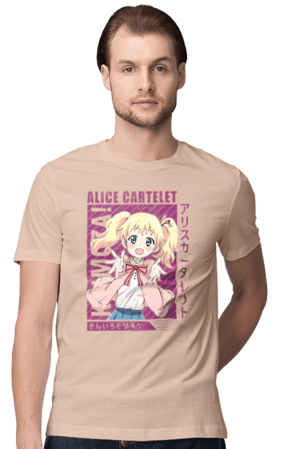 Men's t-shirt with prints Kiniro Mosaic Alice Cartelet. Alice, alice cartelet, anime, gold mosaic, kiniro mosaic, kinmoza, manga. 2070702