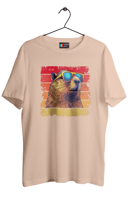 Men's t-shirt with prints Capybara. Animal, capybara, glasses, rodent. 2070702