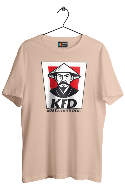 Футболка чоловіча з принтом "Korea Fried Dog". Бренди, гумор, жартівливі, кфц, літні, прикольні, смішні, фаст-фуд. 2070702
