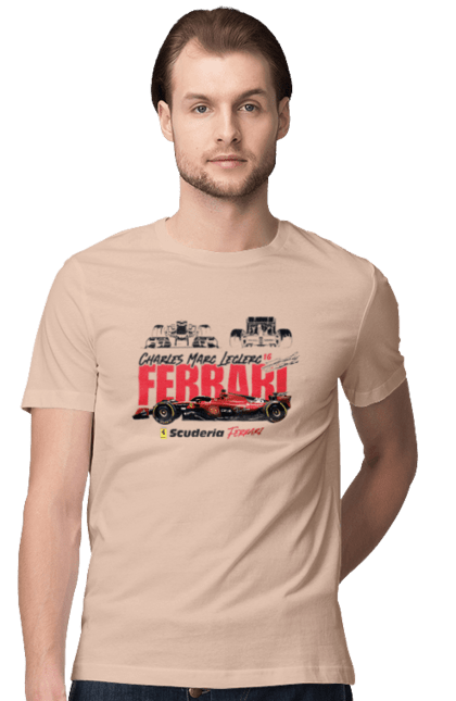 Men's t-shirt with prints Scuderia Ferrari Formula 1. Auto, automobile, bolide, car, ferrari, formula 1, motorsport, race, scuderia ferrari. 2070702