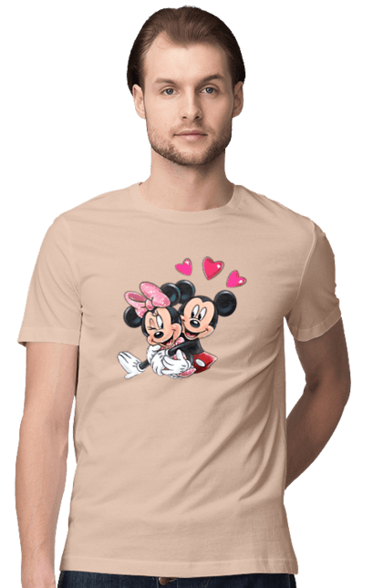 Футболка мужская с принтом Микки Маус и Минни Маус. Mickey mouse, minnie mouse, дисней, микки, микки маус, минни маус, мультфильм. 2070702