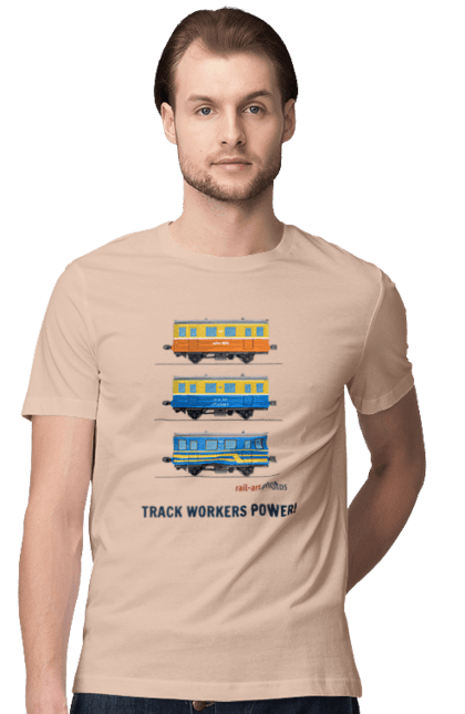 Men`s t-shirt with prints Track Workers Power! Railcar AS1A. As1a, motorcar, rail, railcar, railway, track, track workers, ukrzaliznytsia. 2070702
