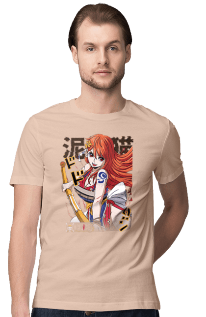 Men's t-shirt with prints One Piece Nami. Anime, cat burglar, manga, nami, one piece, straw hat pirates. 2070702