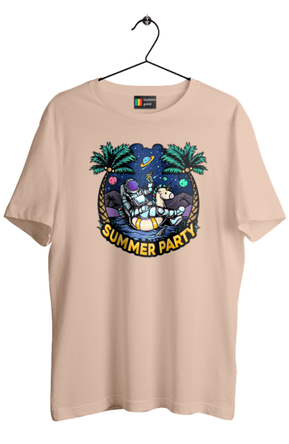 Men`s t-shirt with prints Summer Party With Astronaut. Cosmonaut, space, summer. 2070702