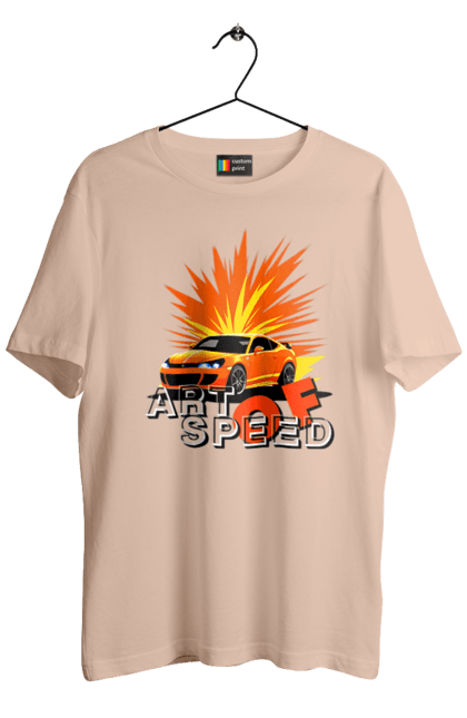Футболка чоловіча з принтом "Мистецтво швидкості". Авто, автомобіліст, автомобіль, водій, швидкість. 2070702