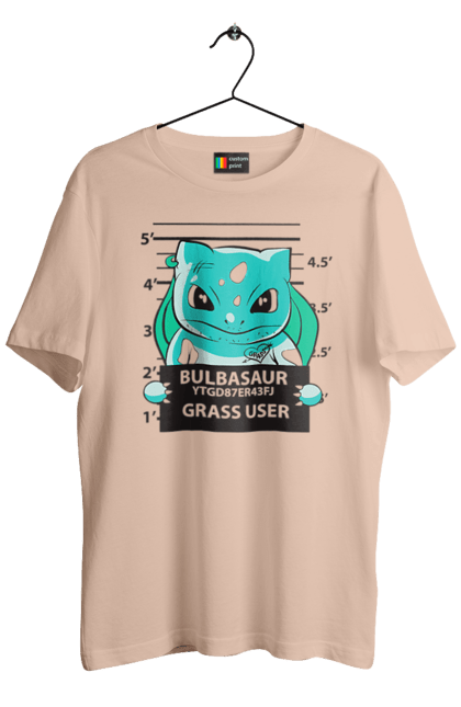 Men's t-shirt with prints Pokemon Bulbasaur. Anime, bulbasaur, games, nintendo, pokemon, pokemon go. 2070702