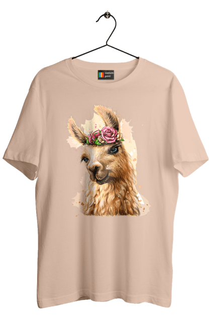 Футболка чоловіча з принтом "Лама Портрет". Лама, портрет, тварина. 2070702