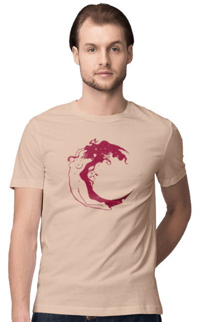 Men`s t-shirt with prints Moon girl. Cosmic, girl, moon, space, stars. 2070702