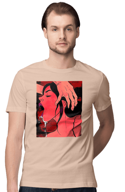 Футболка чоловіча з принтом "Дівчина Смокче Зі Слиною". Секс, смоктати. 2070702