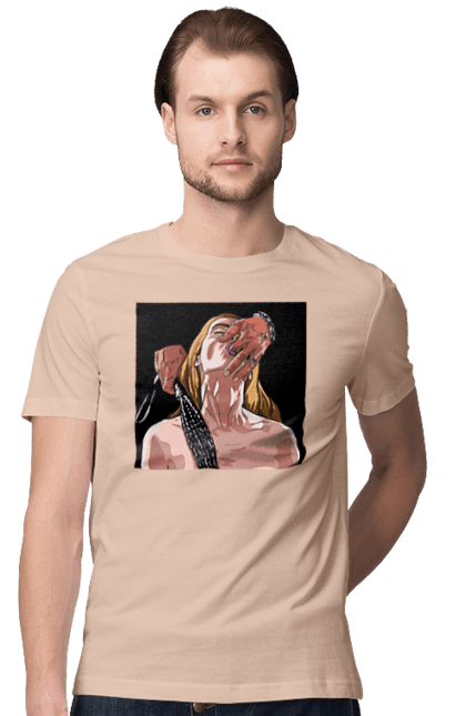 Футболка чоловіча з принтом "Дівчина У Полоні Чоловіка З Батогами". Батіг, пристрасть, смоктати. 2070702