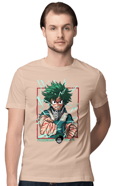 Футболка чоловіча з принтом "Моя академія героїв Мідорія". Izuku, midoriya, my hero academia, аніме, ізуку мідорія, манга, мідорія, моя геройська академія. 2070702