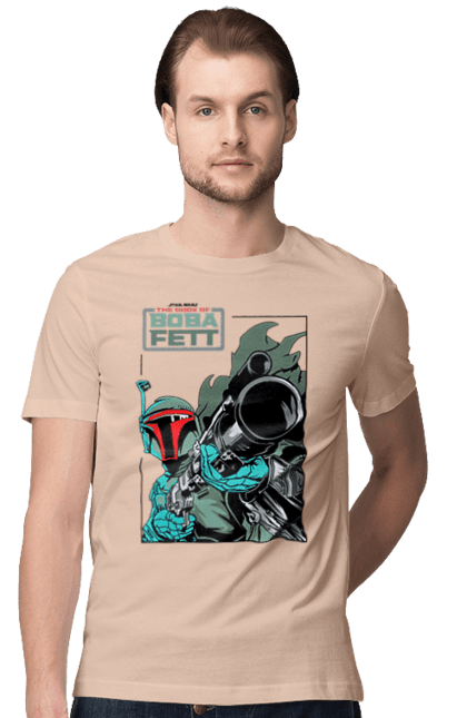 Men's t-shirt with prints Boba Fett. Bob fett, boba fett, clone, head hunter, star wars. 2070702